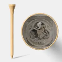 Halloween Witch on Broom 3d Stone Carving Photo Golf Tees