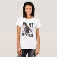 Black Halloween Kitty Night Creature T-Shirt
