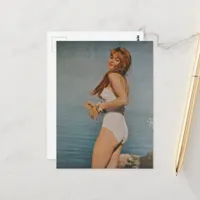 A Beautiful Woman in 1957 on the beach Postcard
