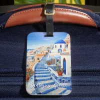 Santorini Island Illustration | Travel Art Luggage Tag