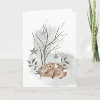 Watercolor Fawn Christmas and New Year Card