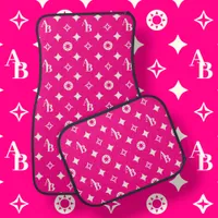 Hot Pink and White Custom Initial Monogram Pattern Car Floor Mat