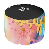 *~* *~* Initial ABSTRACT  Happy Bold Colors 3 Pouf