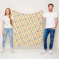 Kawaii Shells Yellow and Blue Fleece Blanket