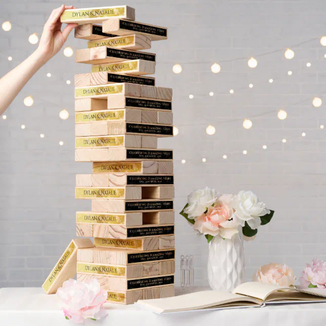 Elegant 21st Brass Wedding Anniversary Celebration Topple Tower