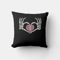 Skeleton Hand Heart Funny Halloween Women Men  Throw Pillow