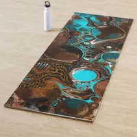 Turquoise Safari Digital Fluid Art   Yoga Mat