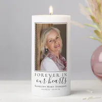 Forever in Our Hearts Photo Sympathy Tribute Pillar Candle