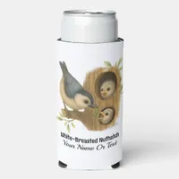 Quirky White-Breasted Nuthatch Seltzer Can Cooler