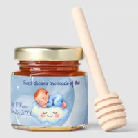 Baby Boy Shower Invite Moonlight Stars Watercolor Honey Jar Favors