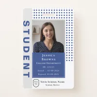 Modern Teacher/ Student Deep Blue Photo University Badge