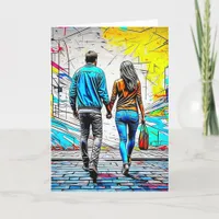 Couple Holding Hands Street Art | Love You Lots Card