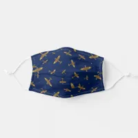 Spitfire Airplane Pattern on Navy Blue Adult Cloth Face Mask