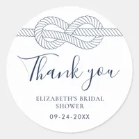 Nautical Rope Knot Thank You Bridal Shower Classic Round Sticker
