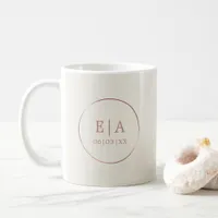 Simple Rose Gold Monogram Couples' Wedding Coffee  Coffee Mug