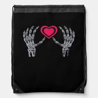 Skeleton Hands Heart Cute Drawstring Bag