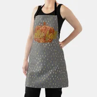 Hello Fall Glitter Pumpkin + Metallic Gold & Grey Apron