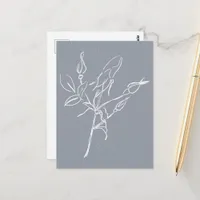 White  Botanical Flower Doodle  Postcard