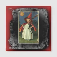 Vintage Young Halloween Witch Eerie Background Magnet