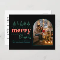 Winter Mint Cozy Arch Photo Merry Christmas Holiday Postcard