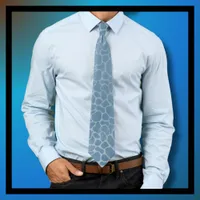 Blue Silver Grey Leopard Print  Neck Tie