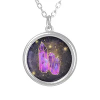 *~* Cosmic Crystals Gold Glitter Star Dust AP40 Silver Plated Necklace