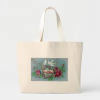 Doves and Handshake Birthday Large Tote Bag