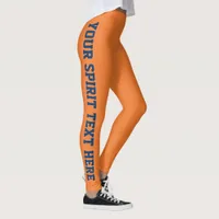 Orange and Blue Custom School Spirit Text Leggings