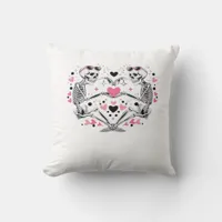 Skeleton Heart Hands Viral Trendy Vibe Throw Pillow