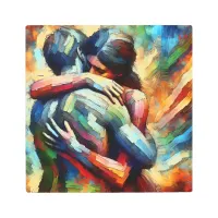 Lover's Embracing ai Oil Paint Style Metal Print