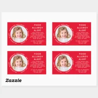 Red Food Allergy Alert Photo Rectangular Sticker