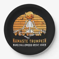 Namaste Trumpkin Make Halloween Great Again Medita Paper Plates