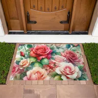 Whimsical Rose Pattern Doormat