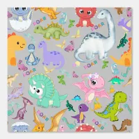 Cute Dinosaur Pattern on Grey | Wallpaper