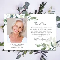 Sympathy Eucalyptus Photo Funeral  Thank You Card