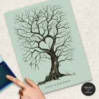 Sage Green ThumbPrint Tree Wedding Guest Book