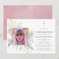 Pastel Blush Greenery Confirmation Invitation