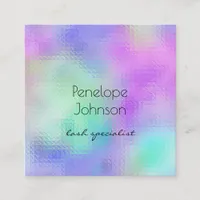 Lash Specialist Purple and Blue Elegant Abstract Square Business Card