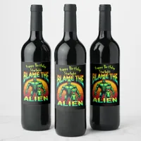 Vibrant Sunset Frames Green Alien Wine Label