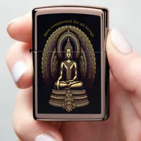 Calm gold Buddha in meditation Zippo Lighter