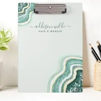 Teal Luxe Glitter Agate Geode Chic Clipboard