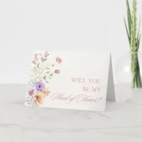 Elegant Watercolor Floral Maid of Honor Proposal Card