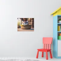 Cute otter baby in a basket poster