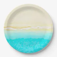 Ocean Shore Teal Water pretty paper plates. Paper Plates