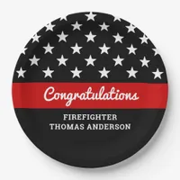 Firefighter Graduation Thin Red Line Party Paper Plates