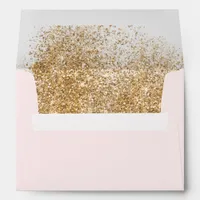 Blush Gold Glitter Sparkle Elegant Wedding Envelope