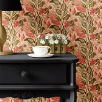 Vintage Floral with Tropical Vibe on Beige Wallpaper