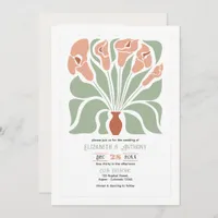 Sage & Terracotta Abstract Floral Boho Wedding Invitation