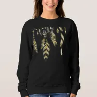 *~* Boho Feathers and Crystals Black & Gold Hip Sweatshirt