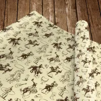 Western Cowboy Rodeo Pattern Beige Wrapping Paper